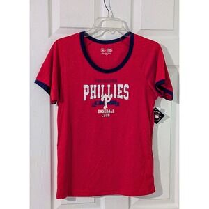 Philadelphia Phillies Baseball Club Red T Shirt Womens Size Medium MLB‎ NWT